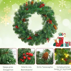 Cosway Künstlicher Beleuchteter Weihnachtskranz mit 110 grünen Zweigen 60 cm