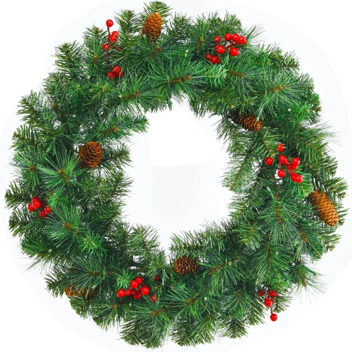 Cosway Künstlicher Beleuchteter Weihnachtskranz mit 110 grünen Zweigen 60 cm