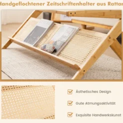 Couchtisch aus Bambus 120 cm 2-stöckiger Rechteckiger Kaffeetisch Natur