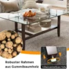 Couchtisch aus Glas 2-stöckiger Beistelltisch mit Ablagefläche 107 cm Langer rechteckiger Kaffeetisch