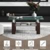 Couchtisch aus Glas Wohnzimmertisch mit unterer Ablage Sofatisch 99,5 x 59,5 x 44,5 cm Braun