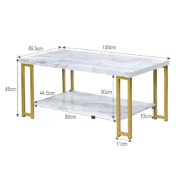 Couchtisch Beistelltisch Sofatisch Anstelltisch Konsolentisch Kaffeetisch Golden und Weiß