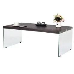 Couchtisch Beistelltisch Wohnzimmertisch Kaffeetisch 110 x 55 x 40 cm Holz und Hartglas