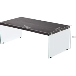 Couchtisch Beistelltisch Wohnzimmertisch Kaffeetisch 110 x 55 x 40 cm Holz und Hartglas
