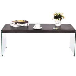 Couchtisch Beistelltisch Wohnzimmertisch Kaffeetisch 110 x 55 x 40 cm Holz und Hartglas