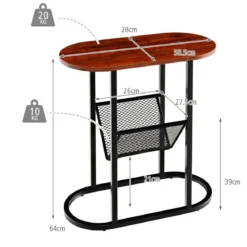 Couchtisch 2 Ebenen Beistelltisch mit Metallrahmen 58,5 x 28 x 64,5 cm Braun