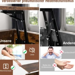 Couchtisch höhenverstellbar mit Schubladen Kafeetisch aus Holz 106 x 50 x 48 cm Braun