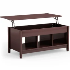 Couchtisch höhenverstellbar Hölzerner Sofatisch mit hebeplatte Stauraum 104,5 x 49 x 48-62,5 cm Dunkelbraun