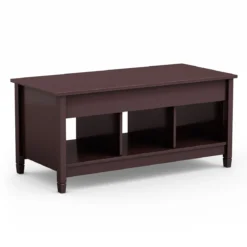 Couchtisch höhenverstellbar Hölzerner Sofatisch mit hebeplatte Stauraum 104,5 x 49 x 48-62,5 cm Dunkelbraun