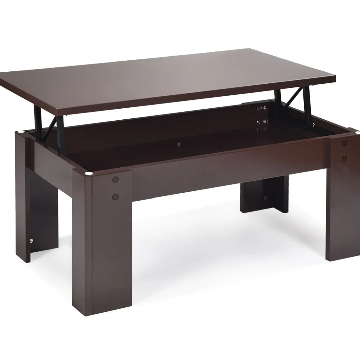 Couchtisch mit erhöhter Tischplatte Cocktailtisch mit Hubtischplatte 98 x 50 x 42 - 55 cm Braun