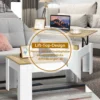 Couchtisch mit erhöhter Tischplatte Cocktailtisch für Wohnzimmer 98 x 50 x 42 - 55 cm Weiß + Natur