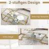 Couchtisch mit Glas Tischplatte & Metallrahmen Glastisch Kaffeetisch 114 x 51 x 43,5 cm Gold