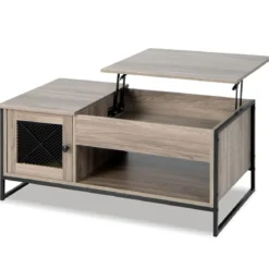 Couchtisch mit Hubplatte Mitteltisch mit Pneumatischer Hebevorrichtung 106 x 55 x 44,5 cm Grau