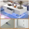 Couchtisch mit LED Beleuchtung Hochglanz 20 Farben Helligkeit einstellbar 110 x 60 x 40 cm Weiß