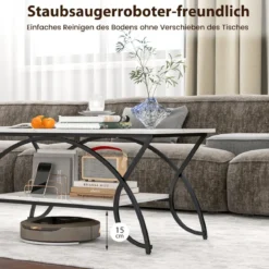Couchtisch mit Marmoroptik Moderner Sofatisch aus Kunstmarmor 100 x 50 x 45 cm Weiß Schwarz