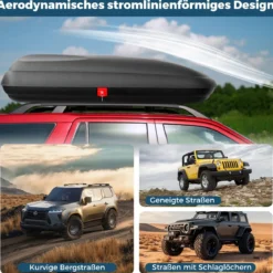Dachgepäckträger Hartschalen-Autohalterung Aufbewahrungskoffer mit Sicherheitsschlüsseln Schwarz