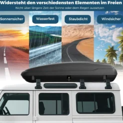 Dachgepäckträger Hartschalen-Autohalterung Aufbewahrungskoffer mit Sicherheitsschlüsseln Schwarz