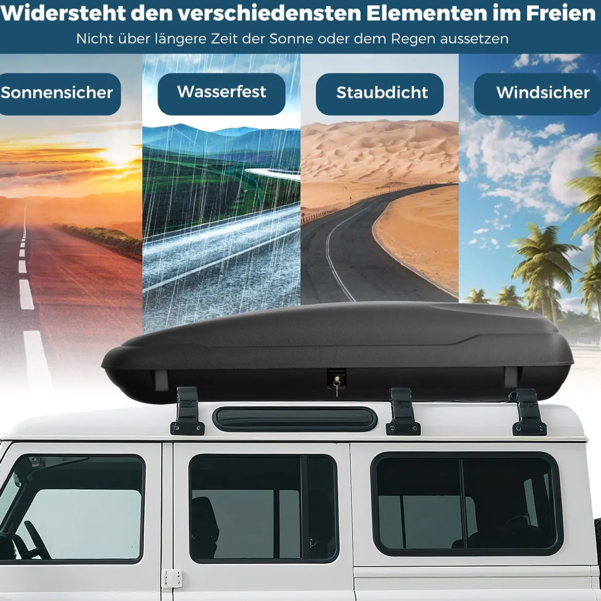 Dachgepäckträger Hartschalen-Autohalterung Aufbewahrungskoffer mit Sicherheitsschlüsseln Schwarz