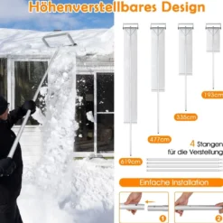 Dachschneeräumer mit Rädern Alu Dach Schneeschaufel Schneeschieber Dachräumer