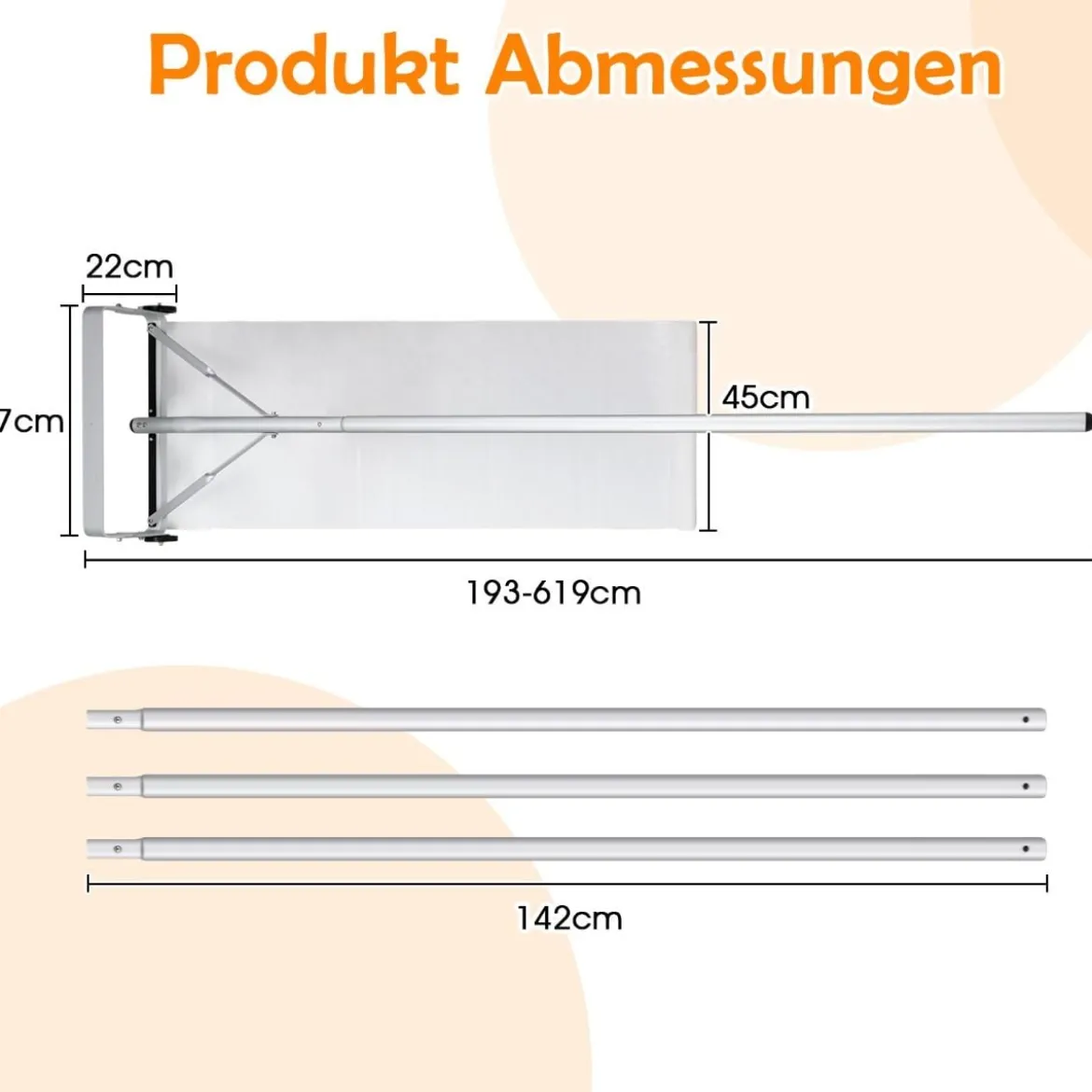 Dachschneeräumer mit Rädern Alu Dach Schneeschaufel Schneeschieber Dachräumer