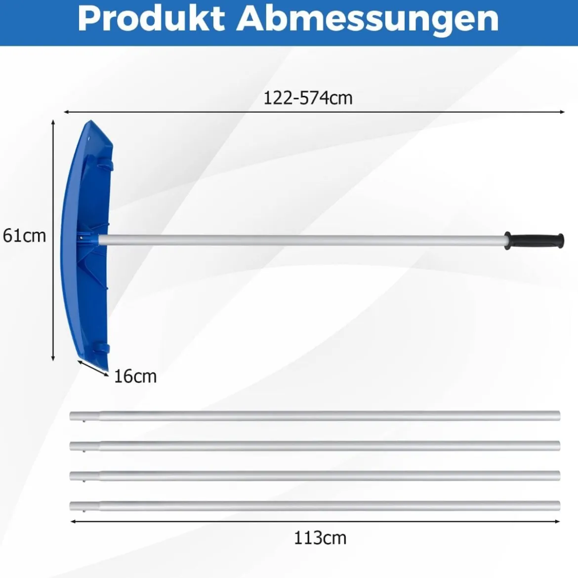 Dach Schneeräumer mit Rollen & Kunststoff Schneeschild Dachschneeräumer Schneeschaufel