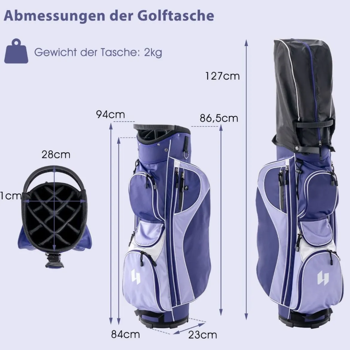 Damen Golfschläger Set 11 teilige Golfschlägersätze rechtshändig mit Regenhaube Lila