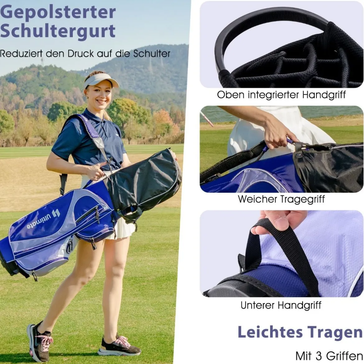 Damen Golfschläger Set 11 teilige Golfschlägersätze rechtshändig mit Regenhaube Lila