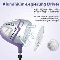 Damen Golfschläger Set 11 teilige Golfschlägersätze rechtshändig mit Regenhaube Lila