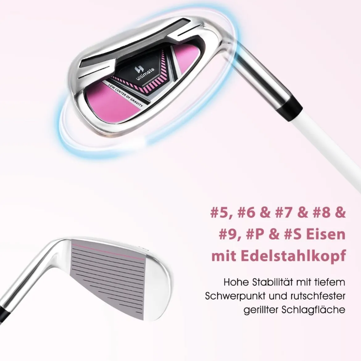 Damen Golfschläger Set 11 teilige Golfschlägersätze rechtshändig mit Regenhaube Rosa