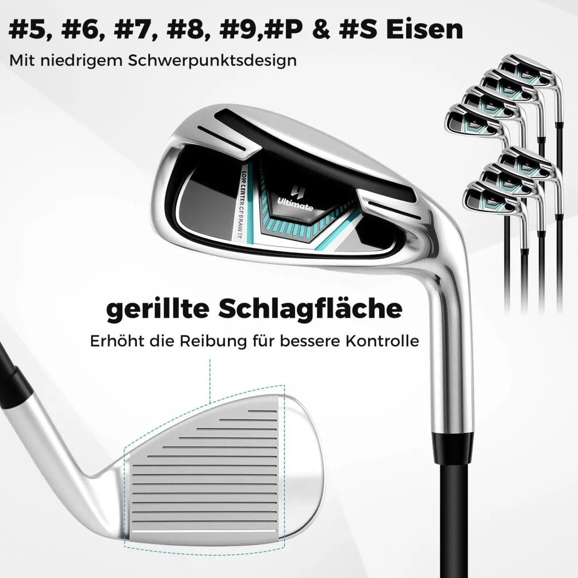 Damen Komplett Golfschläger Set 15 Teilges Golf Set Rechtshänder mitGolftasche & Regenhaube Grün