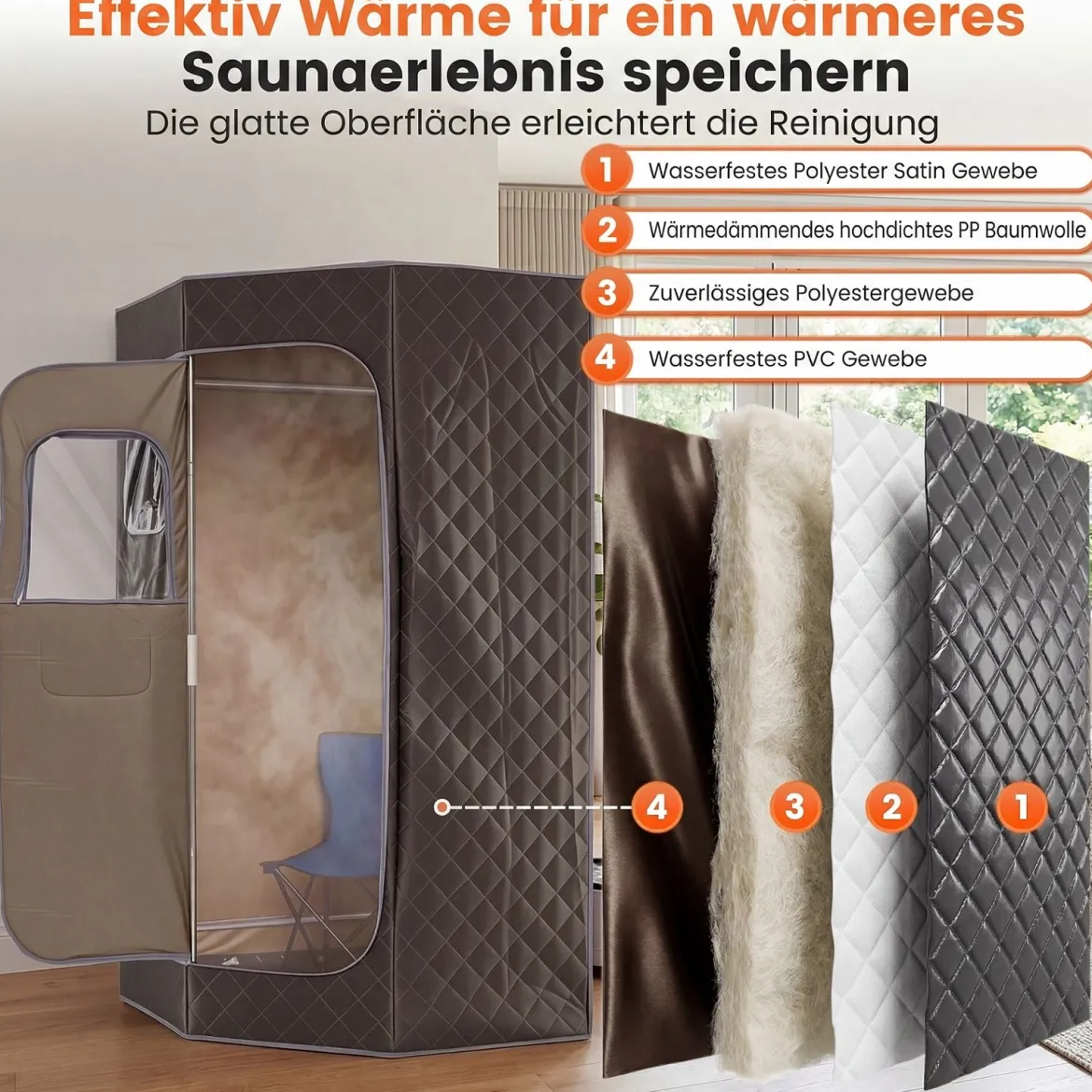 Dampfsauna Tragbar Heimsauna mit 9 Temperaturstufen Saunazelt mit Fernbedienung & Timer Grau