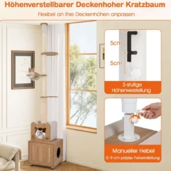 Deckenhoch Kratzbaum mit Katzenhaus Katzenbaum von Boden bis Decke Kletterbaum