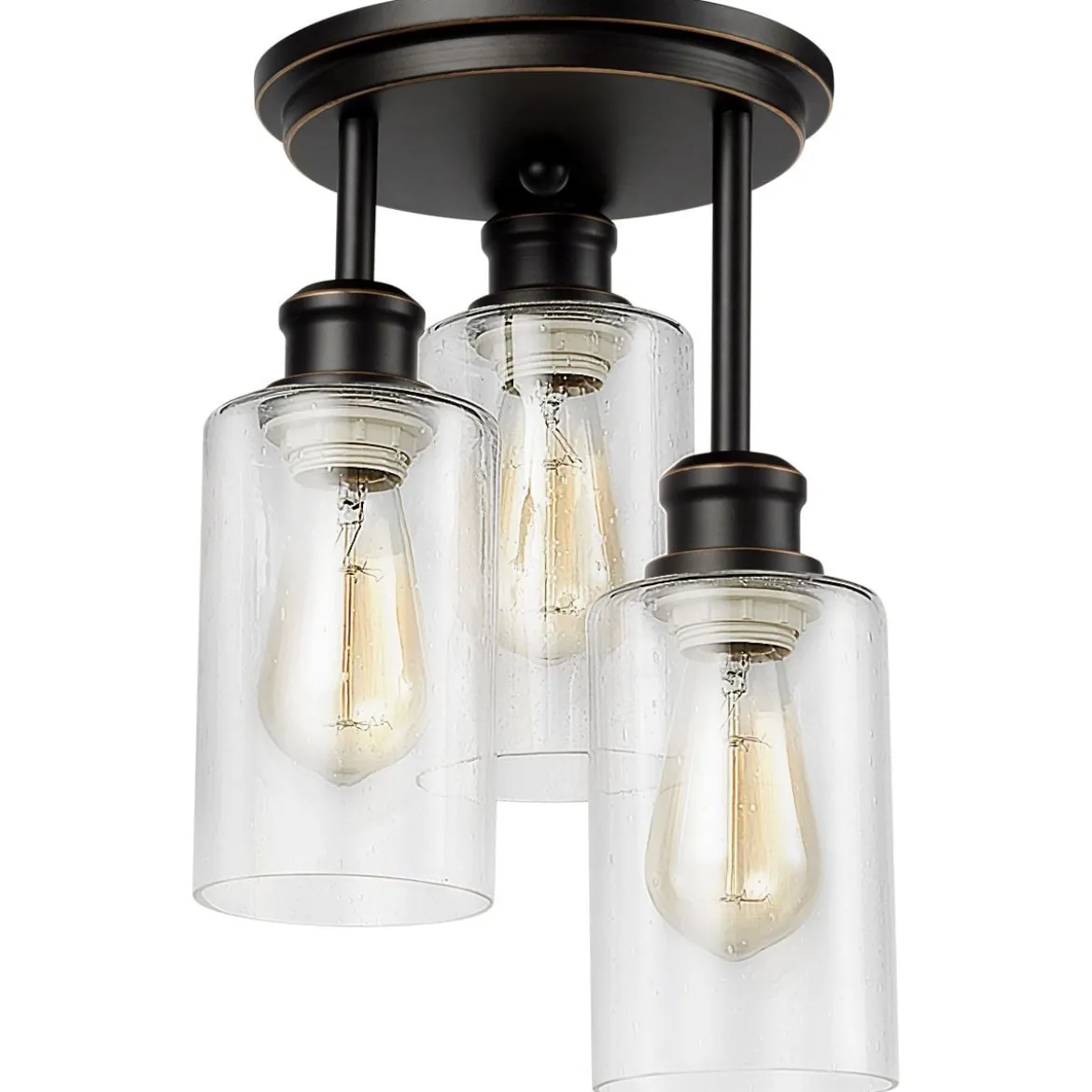 Deckenleuchte 3 flamming Glas Deckenlampe modern Lampe Vintage mit halboffenen Glasschirmen für Küche Esszimmer