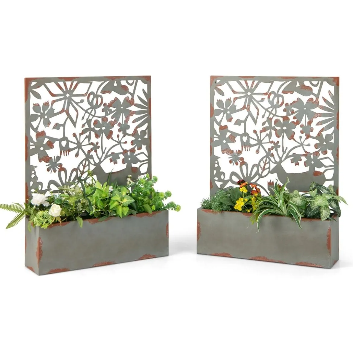 Dekorative erhöhte Gartenbeet-Set mit 2 Stück Metallhochbeete 60 x 17 x 80 cm Rost