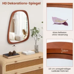 Dekorativer Wandspiegel mit Rustikalem Rahmen Asymmetrischer Spiegel 68 x 53,5 cm