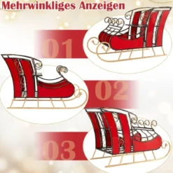 Deko Schlitten aus Metall Weihnachtsschlitten für Weihnachten 93 x 41 x 59 cm Rot