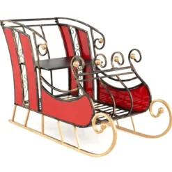 Deko Schlitten aus Metall Weihnachtsschlitten für Weihnachten 93 x 41 x 59 cm Rot