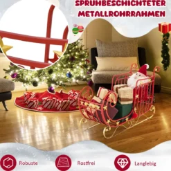 Deko Schlitten für Weihnachten Metallschlitten Weihnachtsdeko 99 x 36 x 61 cm Rot