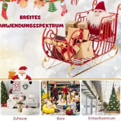 Deko Schlitten für Weihnachten Metallschlitten Weihnachtsdeko 99 x 36 x 61 cm Rot