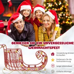 Deko Schlitten für Weihnachten Metallschlitten Weihnachtsdeko 99 x 36 x 61 cm Rot