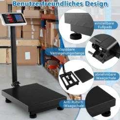 Digitale Plattformwaage 300kg / 50g Paketwaage mit Preisrechner LB/KG Multifunktionale Ladenwaage
