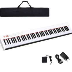 Digitales Klavier mit 88 Tasten tragbares elektronisches Keyboard 127 x 21,5 x 6,5 cm Weiß + Schwarz