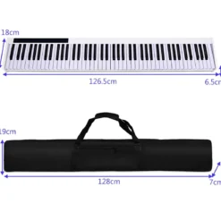 Digitales Piano Keyboard mit 88 Tasten Kinder elektrisches Klavier 126,5 x 18 x 6,5 cm Schwarz + Weiß