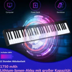 Digitales Piano Keyboard 61 Tasten elektronisches Klavier Keyboard 88,5 x 18 x 6,5 cm Schwarz