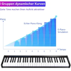 Digitales Piano Keyboard 61 Tasten elektronisches Klavier Keyboard 88,5 x 18 x 6,5 cm Schwarz