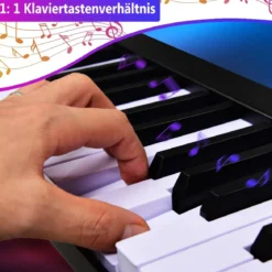 Digitales Piano Keyboard 61 Tasten elektronisches Klavier Keyboard 88,5 x 18 x 6,5 cm Schwarz