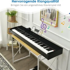 Digitalpiano Klavier Elektrisches Keyboard Klaviertastatur mit Netzteil 135x32,5x10,5CM