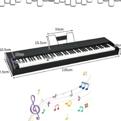Digitalpiano Klavier Elektrisches Keyboard Klaviertastatur mit Netzteil 135x32,5x10,5CM