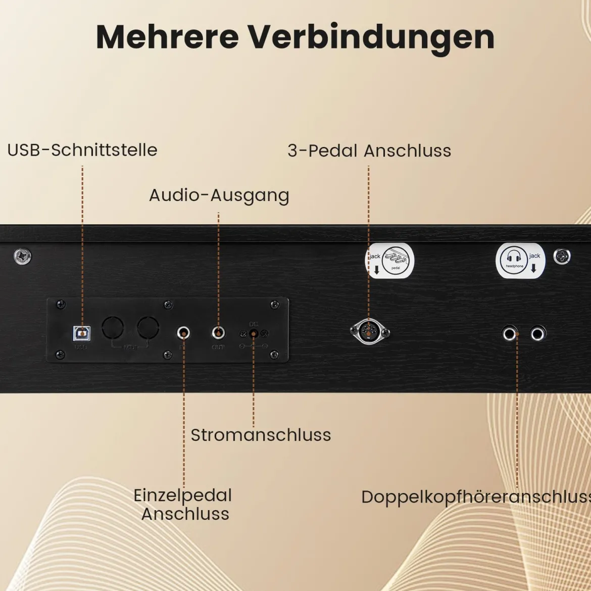 Digital Piano 88-Tasten mit Hammermechanik gewichtete Tastatur E-Piano mit Möbelständer Schwarz
