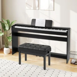 Digital Piano 88-Tasten mit Hammermechanik gewichtete Tastatur E-Piano mit Möbelständer Schwarz